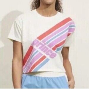 Prince Pickleball Women’s Crop Top Tee Shirt Rainbow Pink Lavender Blue NWT